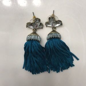 Teal tassel earrings